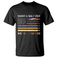 Harris Walz 2024 T Shirt We Rise Together Vintage American Flag - Wonder Print Shop