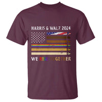 Harris Walz 2024 T Shirt We Rise Together Vintage American Flag - Wonder Print Shop