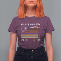 Harris Walz 2024 T Shirt For Women We Rise Together Vintage American Flag - Wonder Print Shop