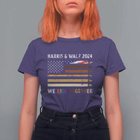 Harris Walz 2024 T Shirt For Women We Rise Together Vintage American Flag - Wonder Print Shop