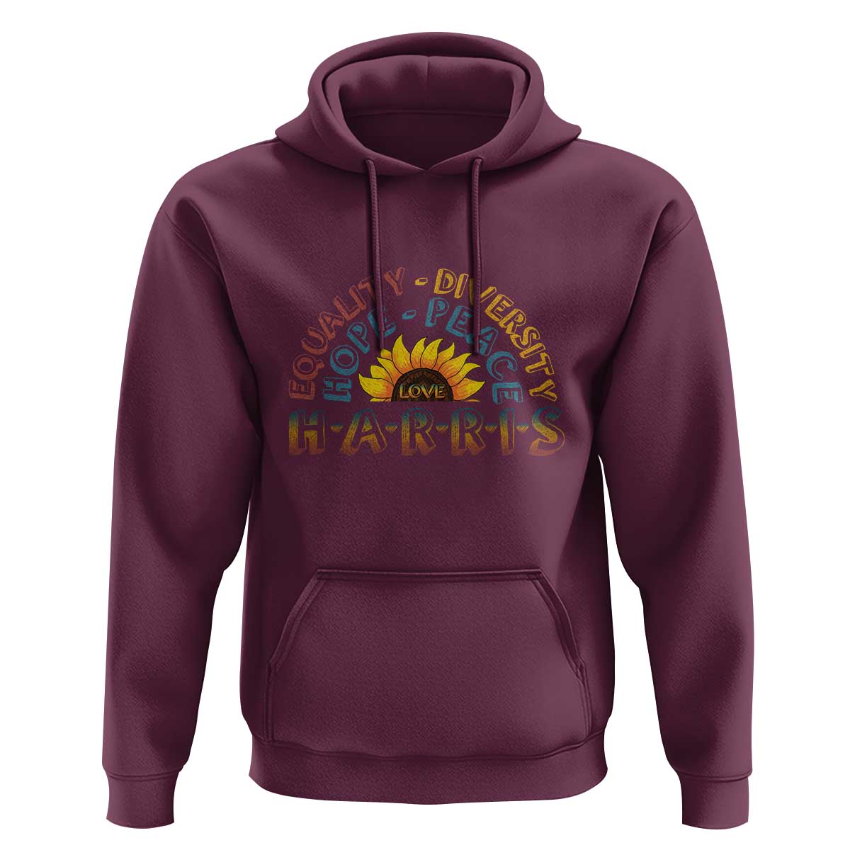 Harris Supporter Hoodie Peace Love Equality Hope Diversity Sunflower - Wonder Print Shop