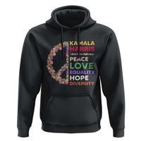 Harris Supporter Hoodie Peace Love Equality Hope Diversity Retro Flower Peace Sign - Wonder Print Shop