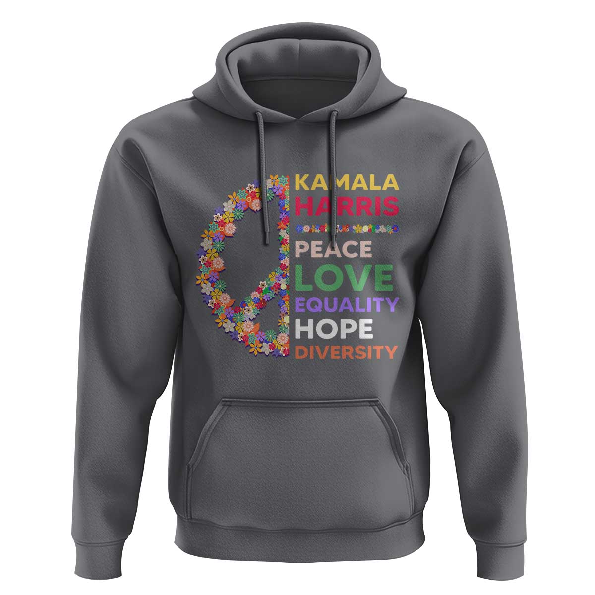Harris Supporter Hoodie Peace Love Equality Hope Diversity Retro Flower Peace Sign - Wonder Print Shop