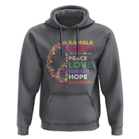 Harris Supporter Hoodie Peace Love Equality Hope Diversity Retro Flower Peace Sign - Wonder Print Shop