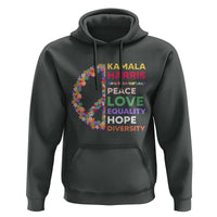 Harris Supporter Hoodie Peace Love Equality Hope Diversity Retro Flower Peace Sign - Wonder Print Shop