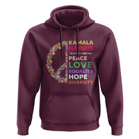 Harris Supporter Hoodie Peace Love Equality Hope Diversity Retro Flower Peace Sign - Wonder Print Shop