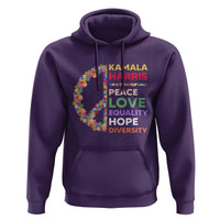 Harris Supporter Hoodie Peace Love Equality Hope Diversity Retro Flower Peace Sign - Wonder Print Shop