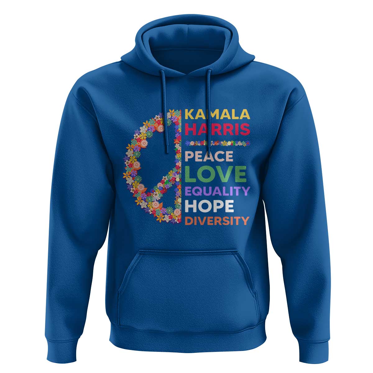 Harris Supporter Hoodie Peace Love Equality Hope Diversity Retro Flower Peace Sign - Wonder Print Shop