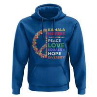 Harris Supporter Hoodie Peace Love Equality Hope Diversity Retro Flower Peace Sign - Wonder Print Shop