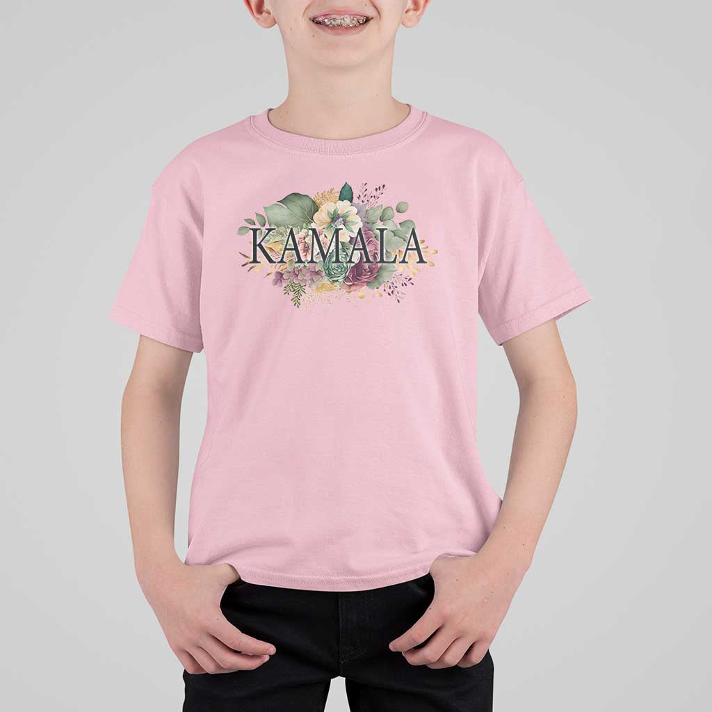 Harris 2024 T Shirt For Kid Vintage Flowers Feminine First Female President - Wonder Print Shop