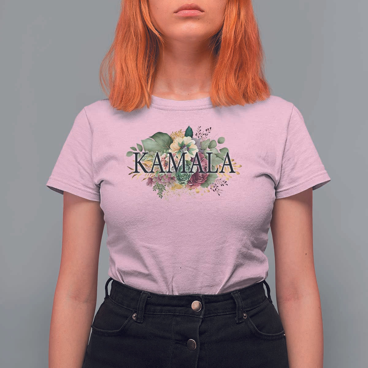 Harris 2024 T Shirt For Women Vintage Flowers Feminine First Female President - Wonder Print Shop