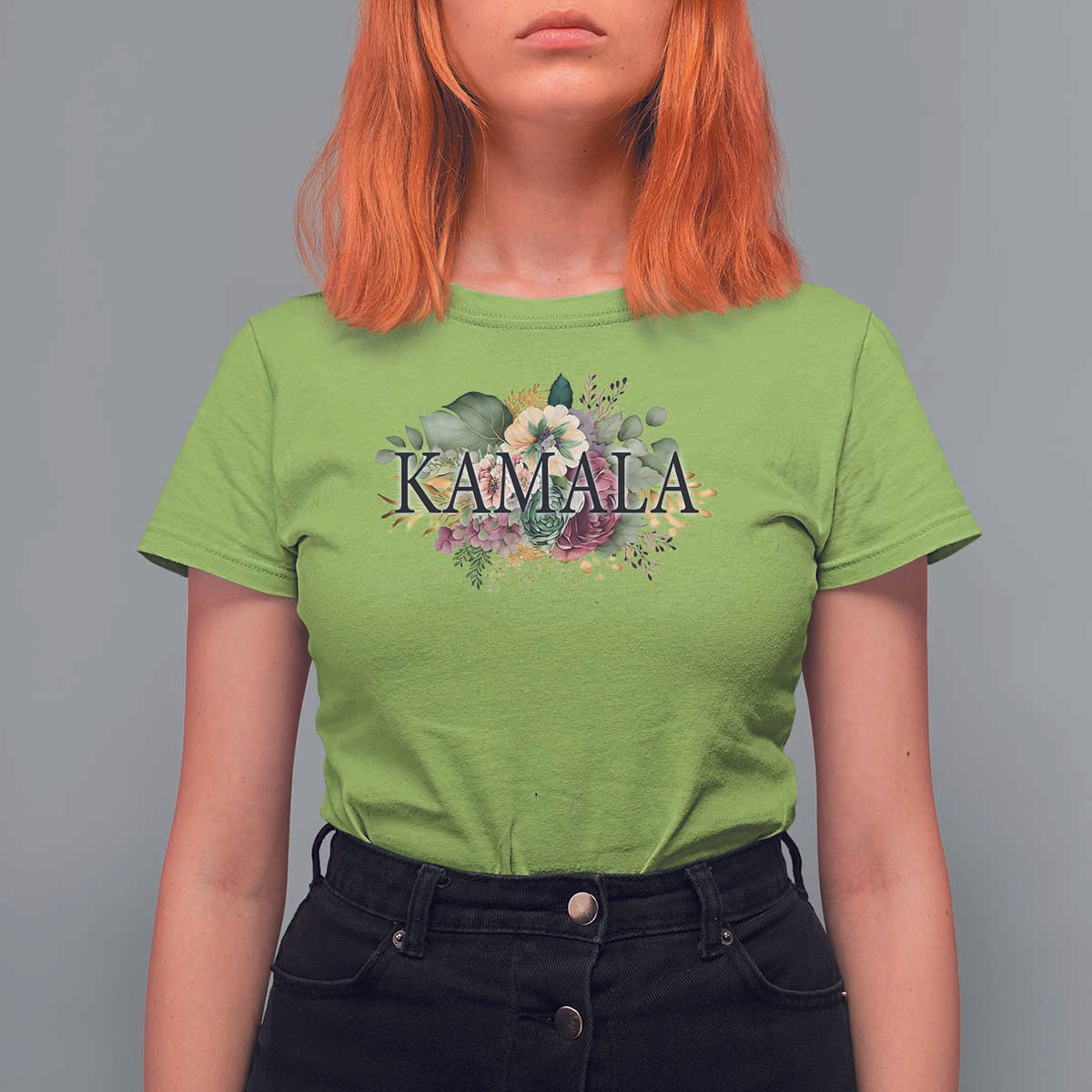 Harris 2024 T Shirt For Women Vintage Flowers Feminine First Female President - Wonder Print Shop