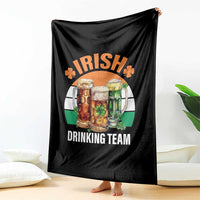 Funny Irish Drinking Team Throw Blanket St Patricks Day Vintage Beer Ireland Flag Clover