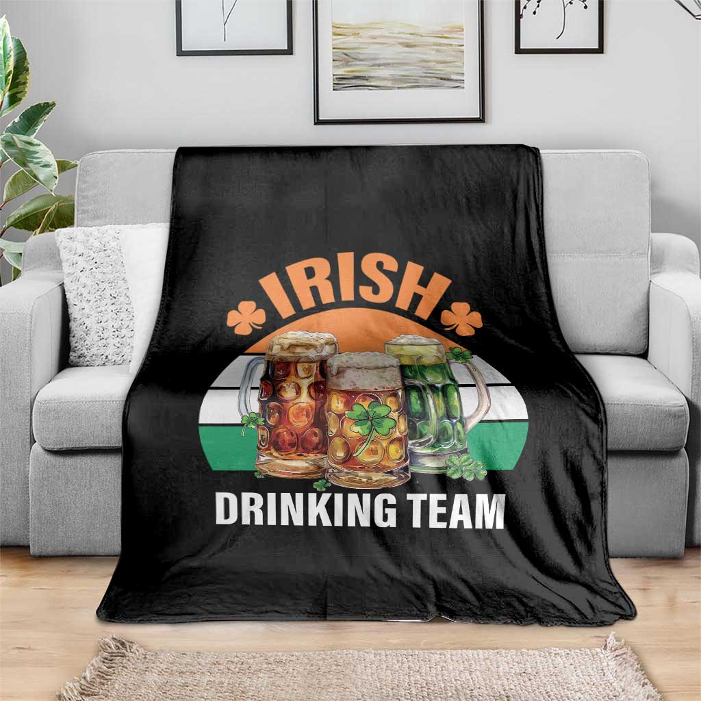 Funny Irish Drinking Team Throw Blanket St Patricks Day Vintage Beer Ireland Flag Clover