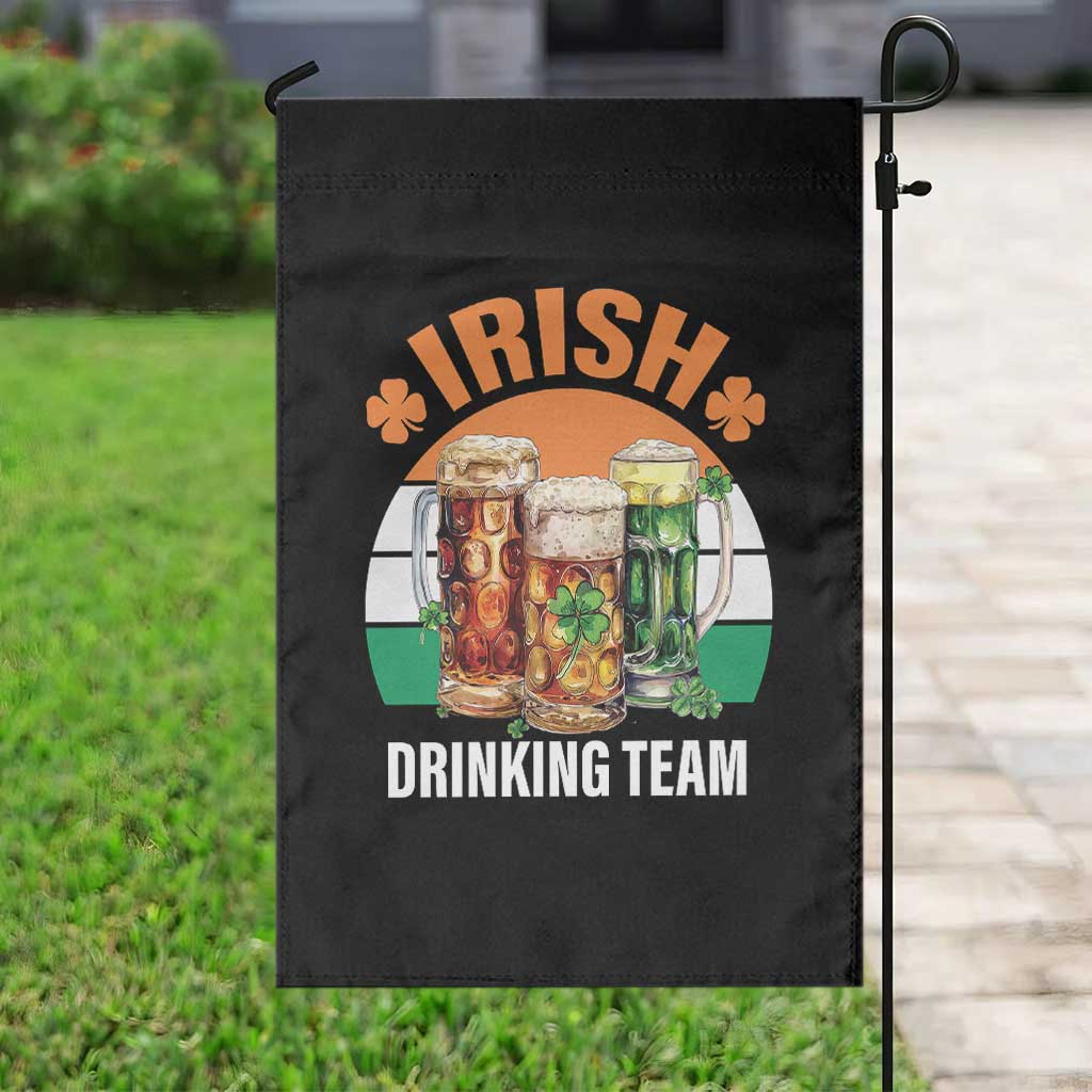 Funny Irish Drinking Team Garden Flag St Patricks Day Vintage Beer Ireland Flag Clover