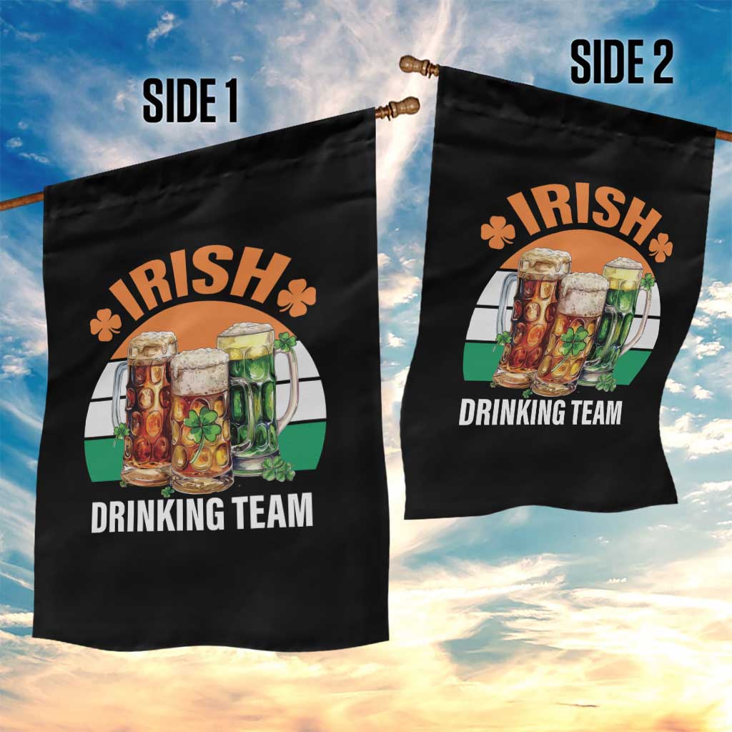 Funny Irish Drinking Team Garden Flag St Patricks Day Vintage Beer Ireland Flag Clover