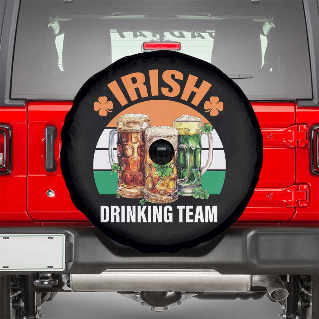 Funny Irish Drinking Team Spare Tire Cover St Patricks Day Vintage Beer Ireland Flag Clover