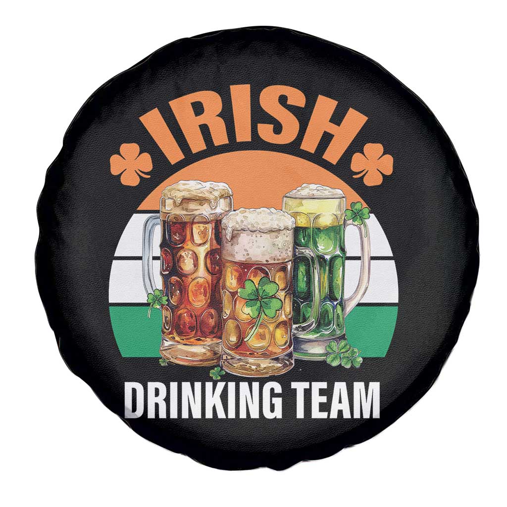 Funny Irish Drinking Team Spare Tire Cover St Patricks Day Vintage Beer Ireland Flag Clover
