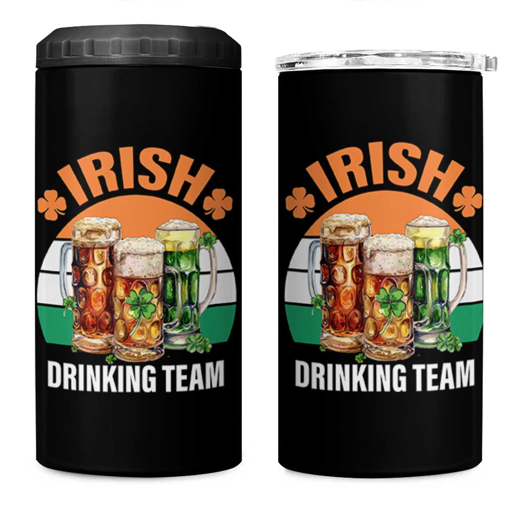 Funny Irish Drinking Team 4 in 1 Can Cooler Tumbler St Patricks Day Vintage Beer Ireland Flag Clover