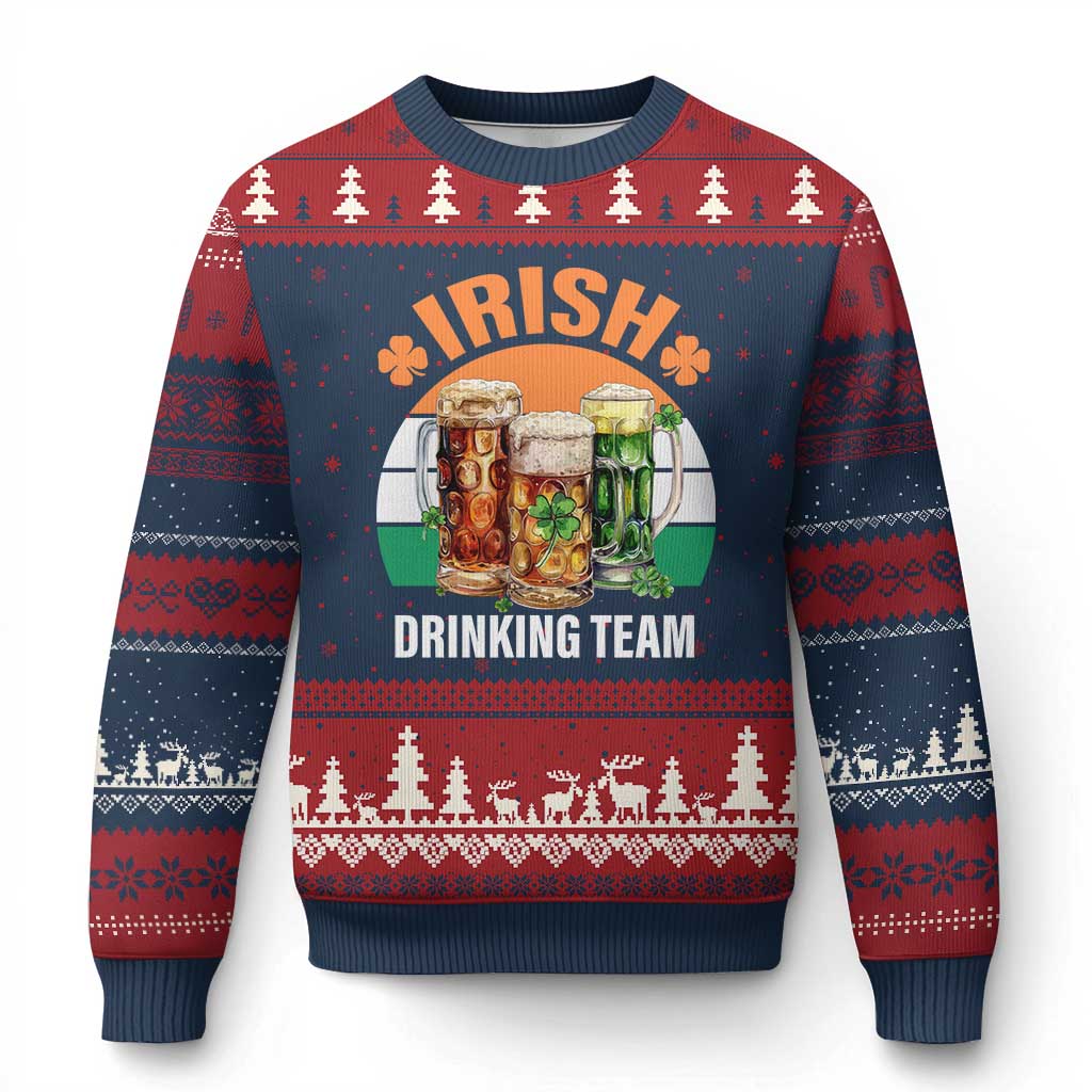 Funny Irish Drinking Team Ugly Christmas Sweater St Patricks Day Vintage Beer Ireland Flag Clover