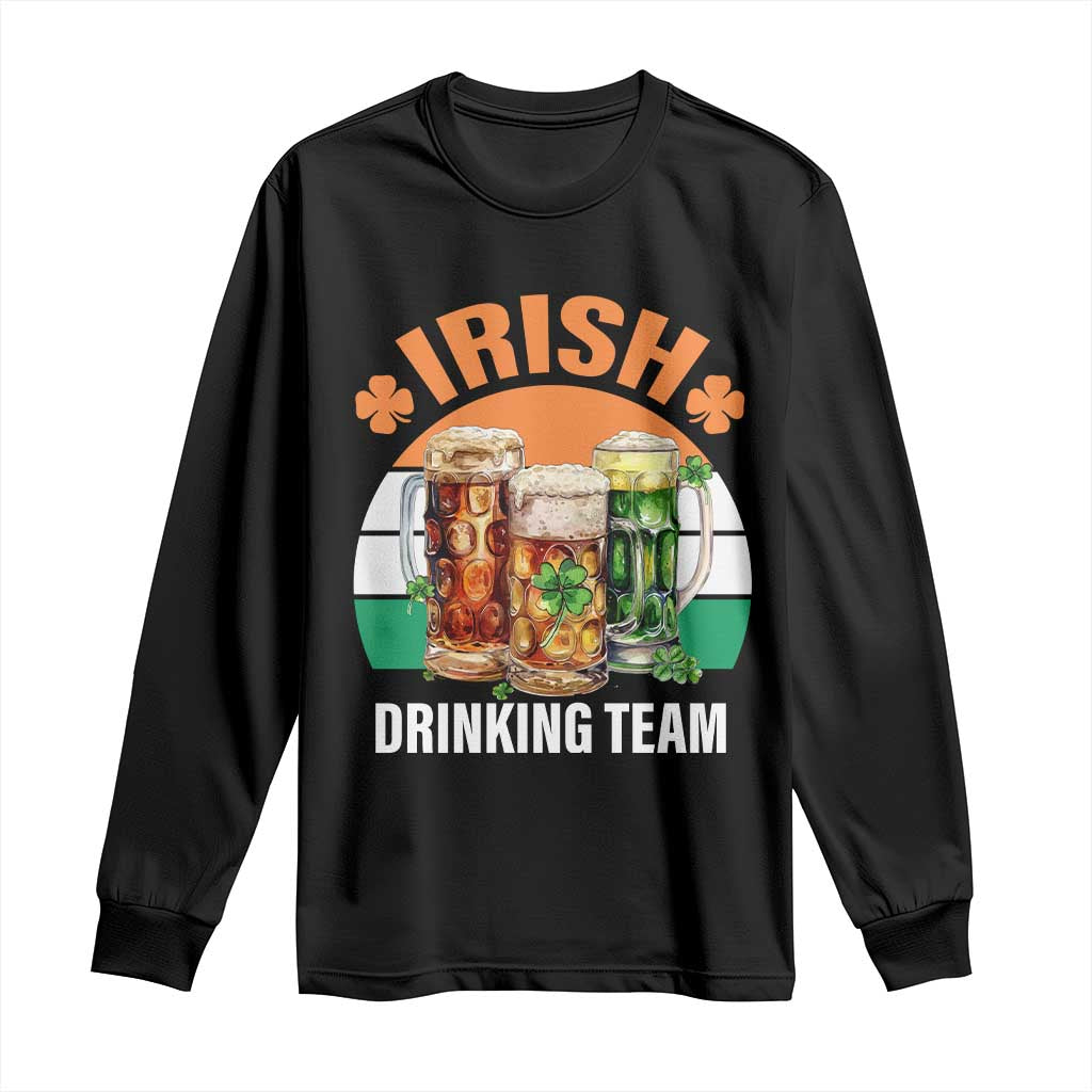 Funny Irish Drinking Team Long Sleeve Shirt St Patricks Day Vintage Beer Ireland Flag Clover