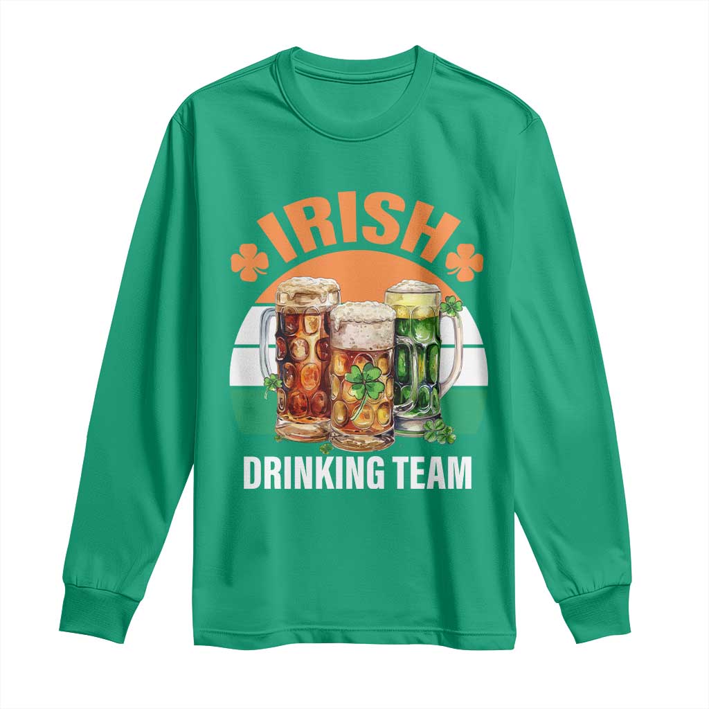 Funny Irish Drinking Team Long Sleeve Shirt St Patricks Day Vintage Beer Ireland Flag Clover
