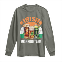 Funny Irish Drinking Team Long Sleeve Shirt St Patricks Day Vintage Beer Ireland Flag Clover