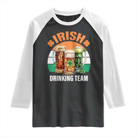 Funny Irish Drinking Team Raglan Shirt St Patricks Day Vintage Beer Ireland Flag Clover