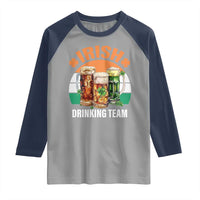 Funny Irish Drinking Team Raglan Shirt St Patricks Day Vintage Beer Ireland Flag Clover