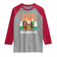 Funny Irish Drinking Team Raglan Shirt St Patricks Day Vintage Beer Ireland Flag Clover