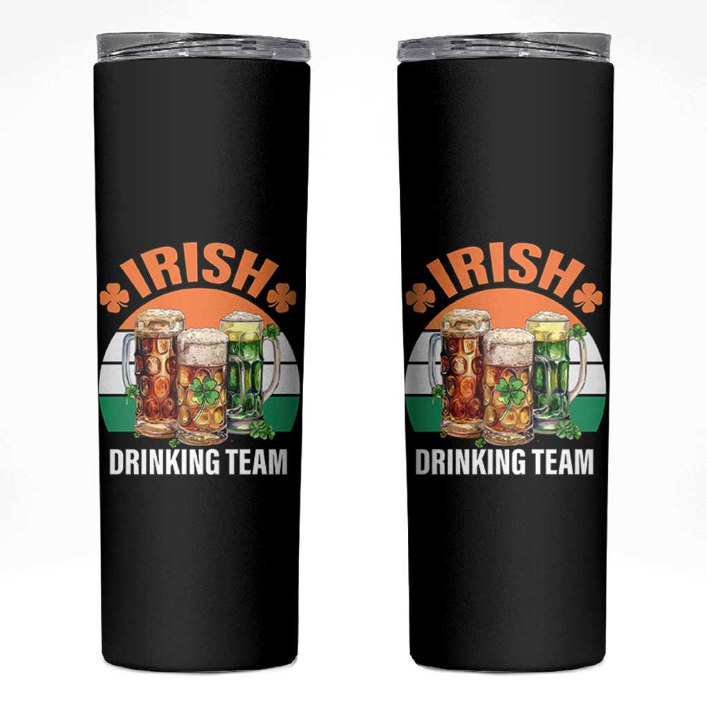 Funny Irish Drinking Team Skinny Tumbler St Patricks Day Vintage Beer Ireland Flag Clover