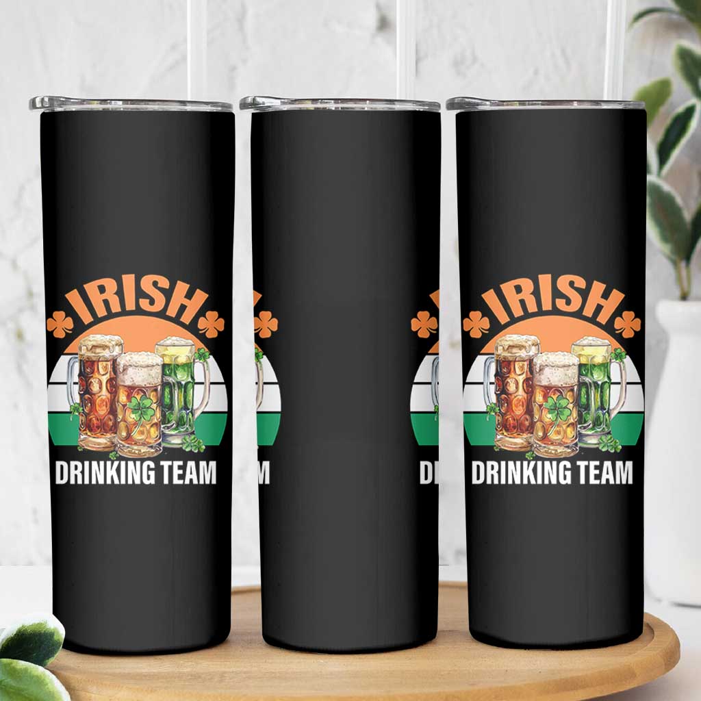 Funny Irish Drinking Team Skinny Tumbler St Patricks Day Vintage Beer Ireland Flag Clover
