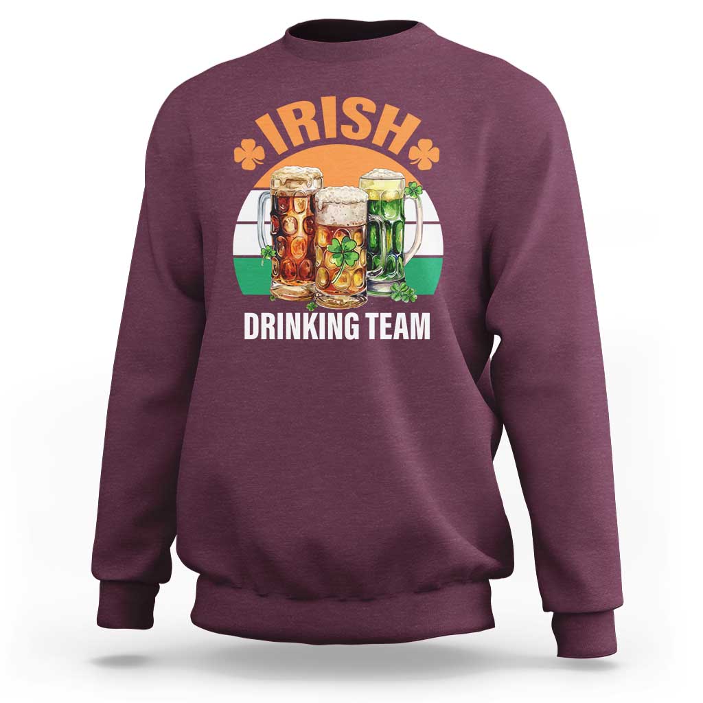 Funny Irish Drinking Team Sweatshirt St Patricks Day Vintage Beer Ireland Flag Clover