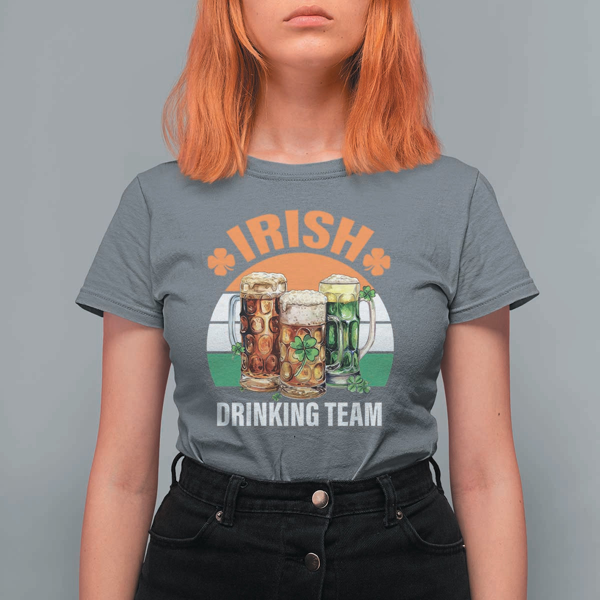 Funny Irish Drinking Team T Shirt For Women St Patricks Day Vintage Beer Ireland Flag Clover