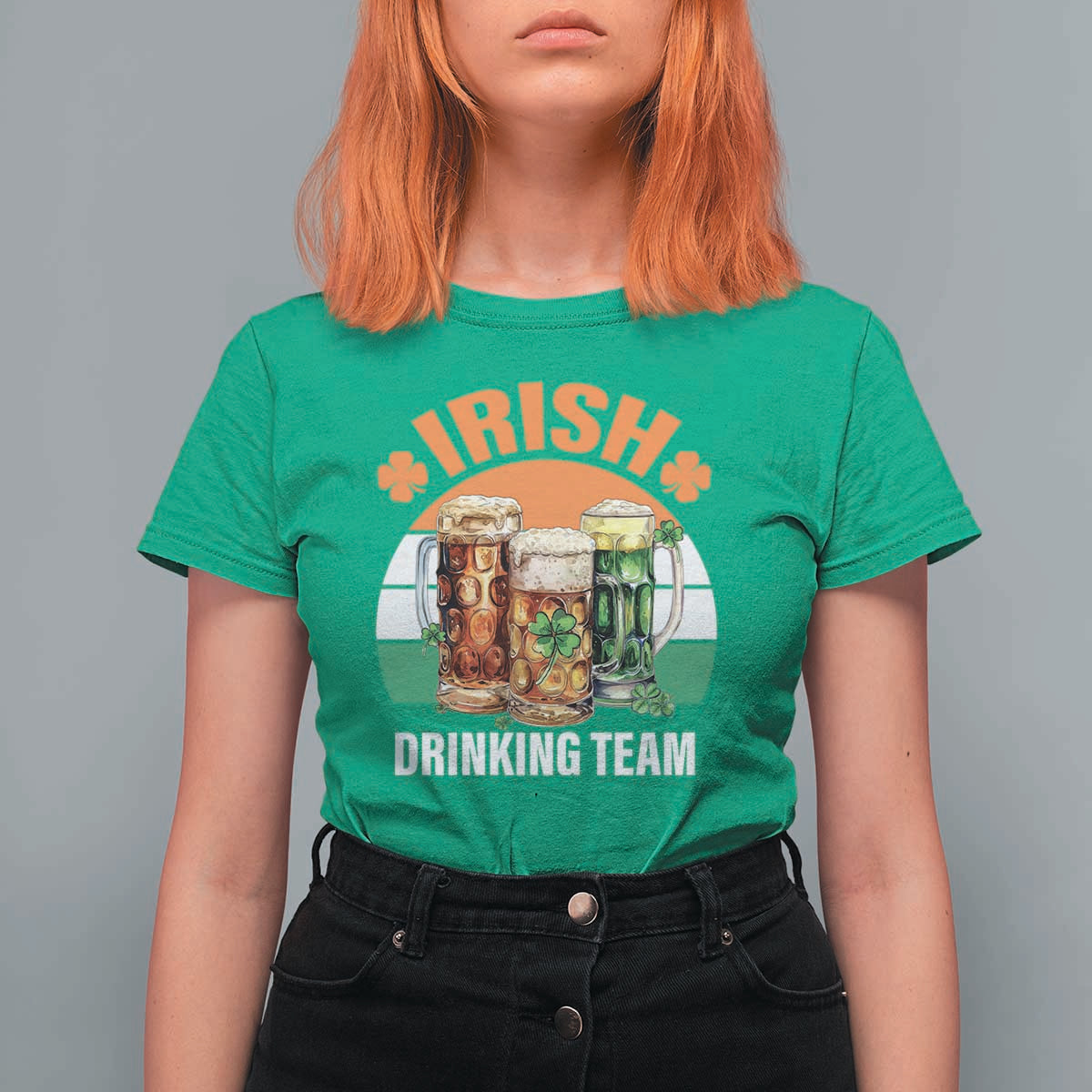 Funny Irish Drinking Team T Shirt For Women St Patricks Day Vintage Beer Ireland Flag Clover