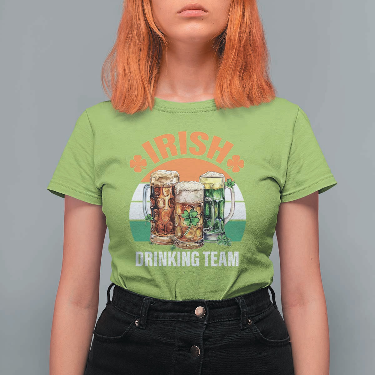 Funny Irish Drinking Team T Shirt For Women St Patricks Day Vintage Beer Ireland Flag Clover