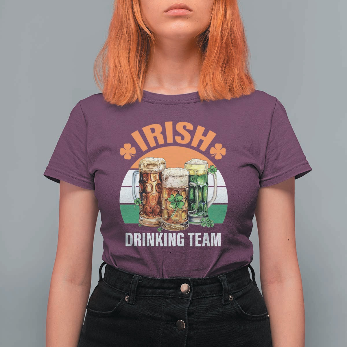 Funny Irish Drinking Team T Shirt For Women St Patricks Day Vintage Beer Ireland Flag Clover