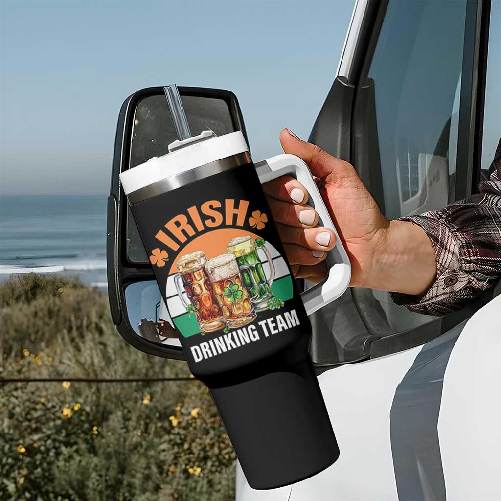 Funny Irish Drinking Team Tumbler With Handle St Patricks Day Vintage Beer Ireland Flag Clover