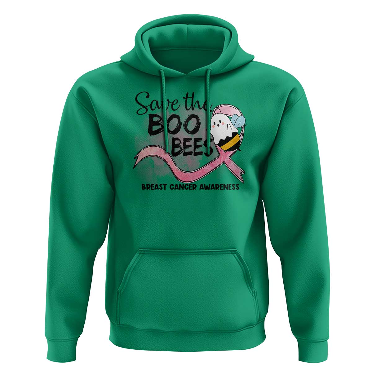 Funny Breast Cancer Halloween Hoodie Save The Boobees Ghost Bee Pink Ribbon - Wonder Print Shop