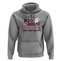 Funny Breast Cancer Halloween Hoodie Save The Boobees Ghost Bee Pink Ribbon - Wonder Print Shop