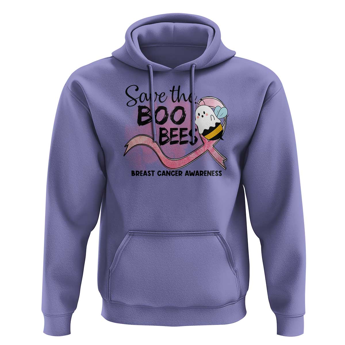 Funny Breast Cancer Halloween Hoodie Save The Boobees Ghost Bee Pink Ribbon - Wonder Print Shop