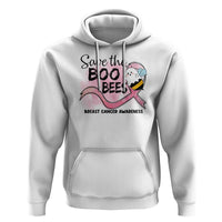 Funny Breast Cancer Halloween Hoodie Save The Boobees Ghost Bee Pink Ribbon - Wonder Print Shop
