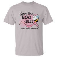 Funny Breast Cancer Halloween T Shirt Save The Boobees Ghost Bee Pink Ribbon - Wonder Print Shop