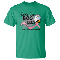 Funny Breast Cancer Halloween T Shirt Save The Boobees Ghost Bee Pink Ribbon - Wonder Print Shop