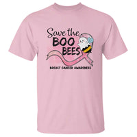 Funny Breast Cancer Halloween T Shirt Save The Boobees Ghost Bee Pink Ribbon - Wonder Print Shop