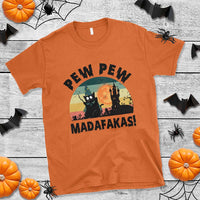 Funny Black Cat Halloween T Shirt Pew Madafakas Witch Retro Vintage Bat - Wonder Print Shop