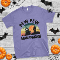Funny Black Cat Halloween T Shirt Pew Madafakas Witch Retro Vintage Bat - Wonder Print Shop