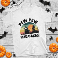 Funny Black Cat Halloween T Shirt Pew Madafakas Witch Retro Vintage Bat - Wonder Print Shop