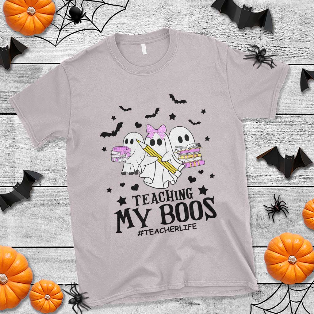 Funny Teacher Halloween T Shirt Teaching My Boos Teacherlife Ghost Pencil Book - Wonder Print Shop