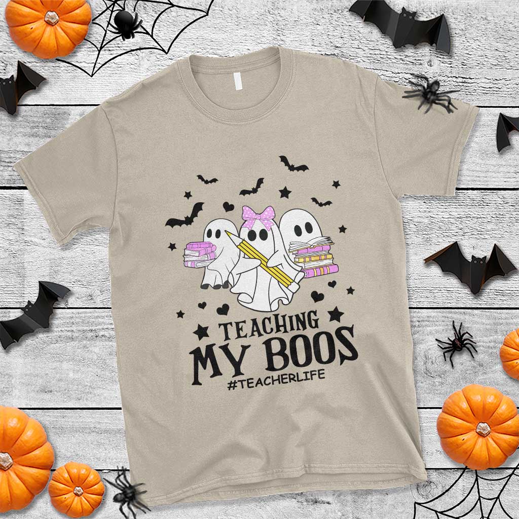 Funny Teacher Halloween T Shirt Teaching My Boos Teacherlife Ghost Pencil Book - Wonder Print Shop